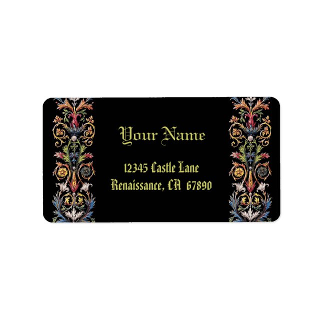 Gothic Illuminated Floral Mediaeval Art Label (Front)