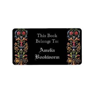 Gothic Illuminated Manuscript Art Custom Bookplate Label