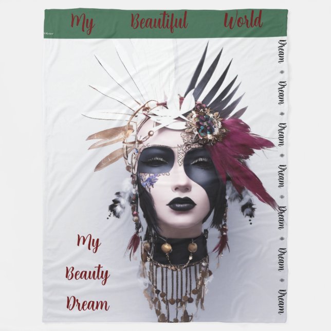  Gothic Indian Headdress Art: Strength Power - Fleece Blanket (Front)