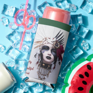 Gothic Indian Headdress Art: Strength Power - Seltzer Can Cooler