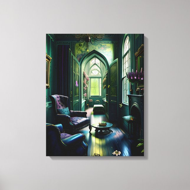 Gothic Inside Mansion Surreal Flower 1 Canvas Print (Front)
