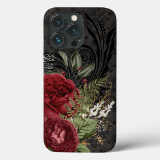 Gothic Inspired Red and Black Rose iPhone 13 Pro Case