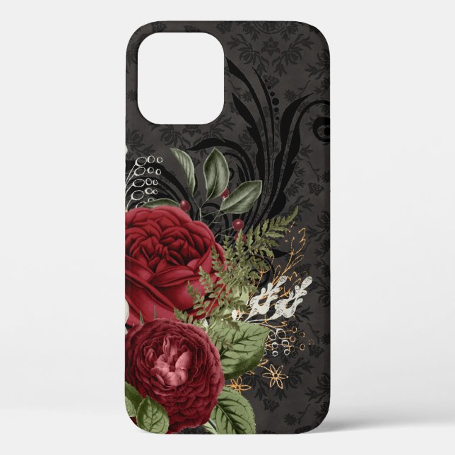 Gothic Inspired Red and Black Rose Case-Mate iPhone Case (Back)