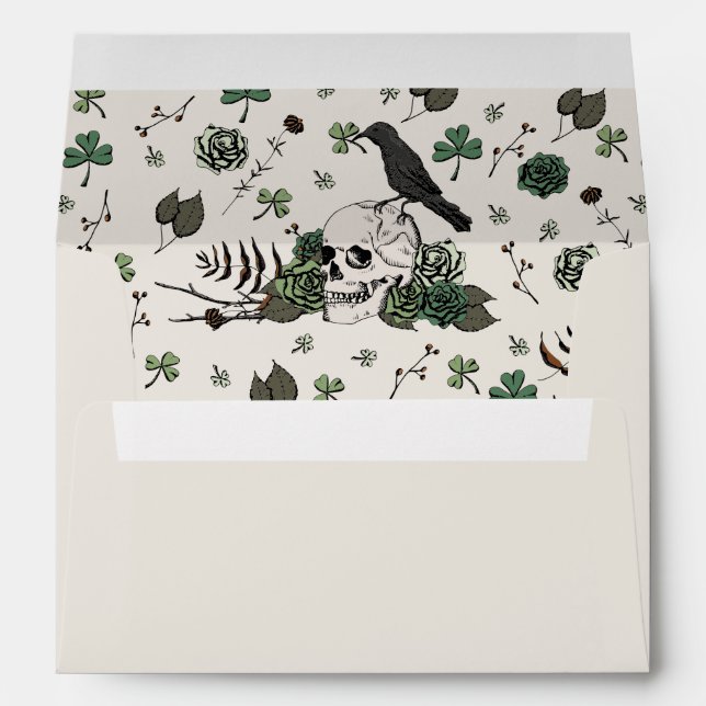 Gothic Irish Green Floral Skulls and Roses Envelope (Back (Bottom))