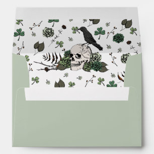 Gothic Irish Green Floral Skulls St Patrick's Envelope
