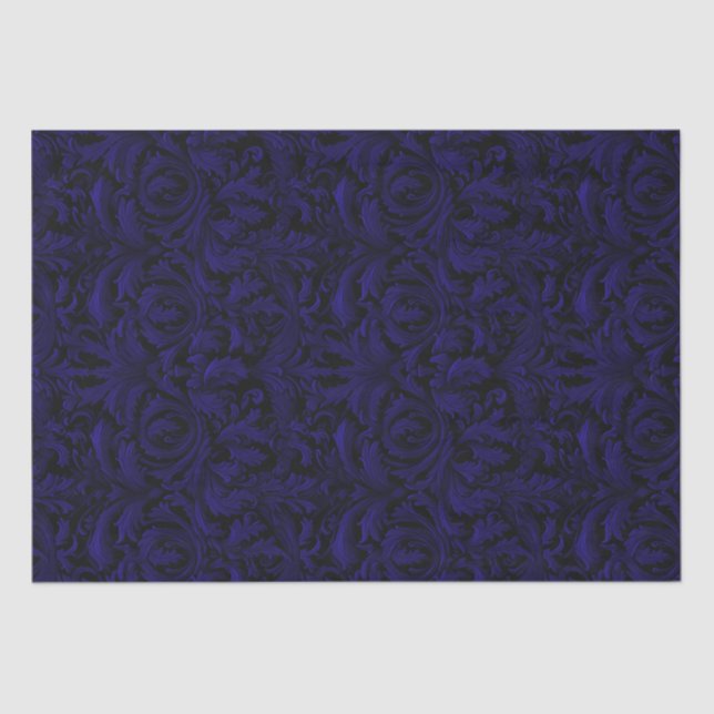 Gothic Jacquard Swirls Decoupage - Dark Purple Tissue Paper (Front)