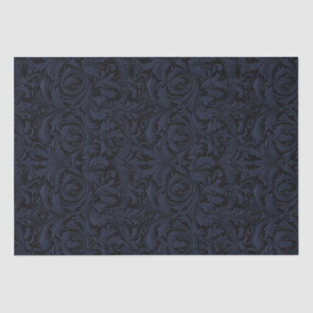 Gothic Jacquard Swirls Decoupage - Dusky Blue  Tissue Paper (Front)