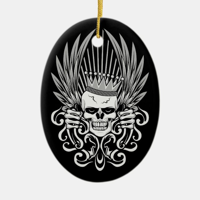 Gothic King Skull Ceramic Tree Decoration (Front)