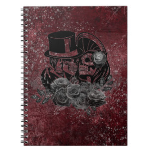 Gothic Kissing Skulls Couple And Blood Red Eternal Notebook