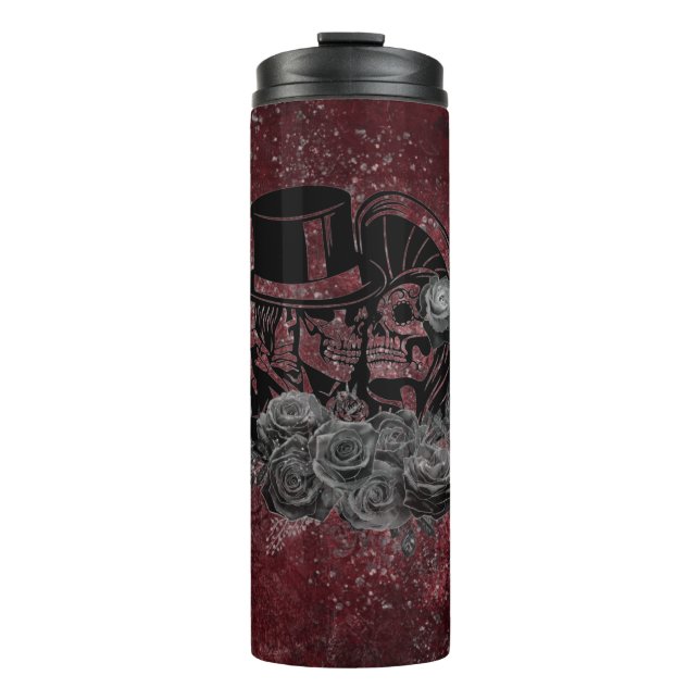 Gothic Kissing Skulls Couple And Blood Red Eternal Thermal Tumbler (Front)