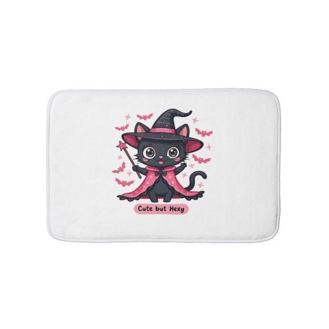 Gothic kitten in pink – sweet, but bewitched Overs Bath Mat (Front)