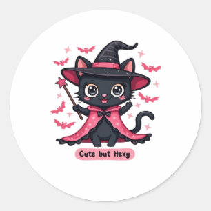 Gothic kitten in pink � sweet, but bewitched Overs Classic Round Sticker