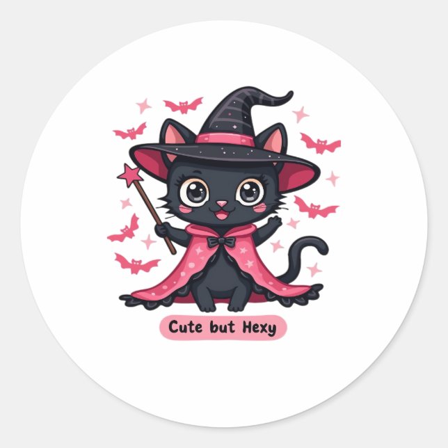 Gothic kitten in pink � sweet, but bewitched Overs Classic Round Sticker (Front)