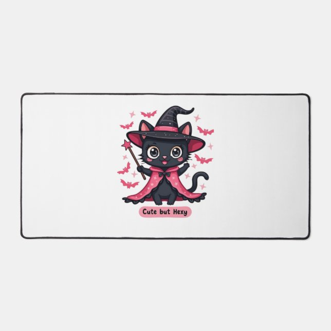 Gothic kitten in pink – sweet, but bewitched Overs Desk Mat (Front)