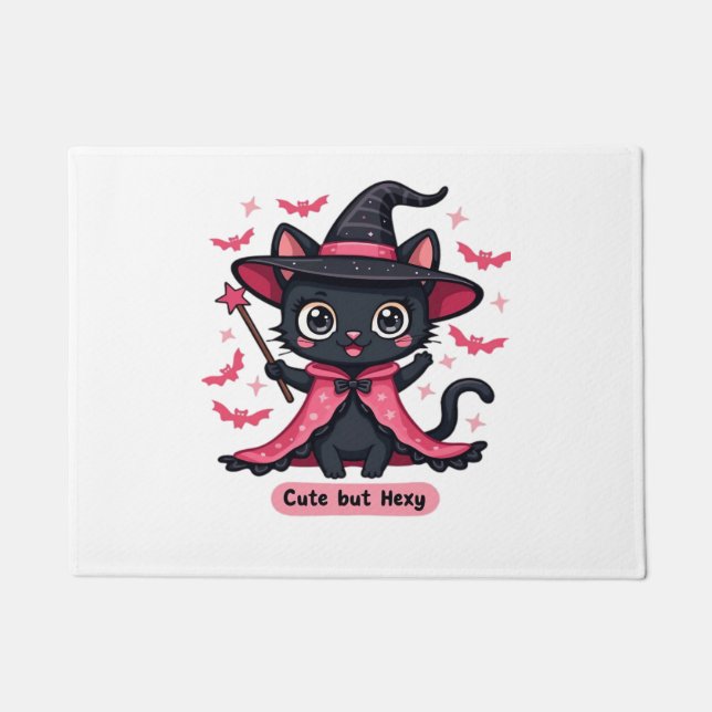 Gothic kitten in pink – sweet, but bewitched Overs Doormat (Front)