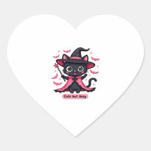 Gothic kitten in pink � sweet, but bewitched Overs Heart Sticker