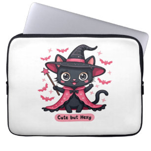 Gothic kitten in pink – sweet, but bewitched Overs Laptop Sleeve