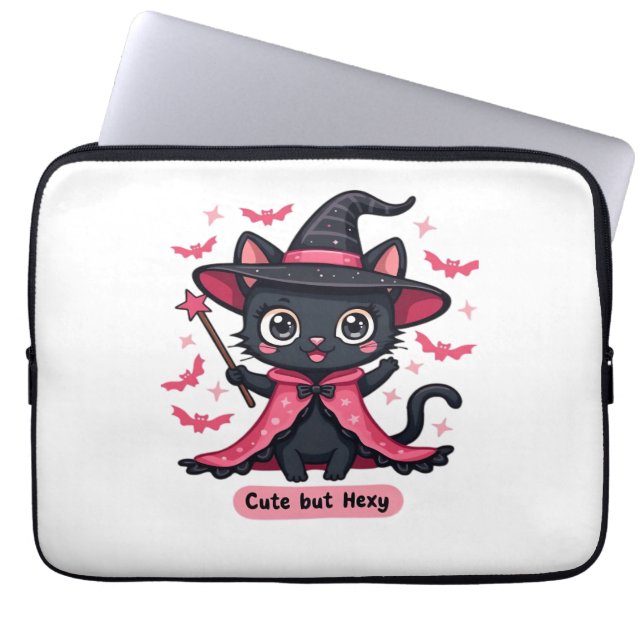 Gothic kitten in pink – sweet, but bewitched Overs Laptop Sleeve (Front)