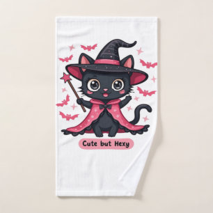 Gothic kitten in pink sweet, but bewitched Oversi Hand Towel