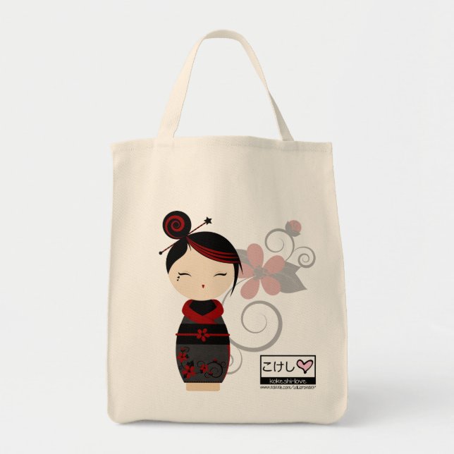 Gothic Kokeshi Grocery Tote Bag (Front)