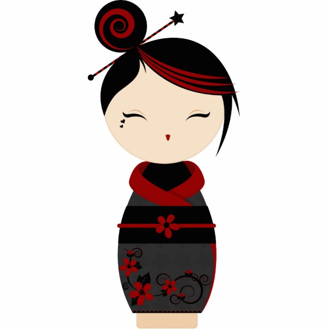 Gothic Kokeshi Photo Sculpture Key Ring (Front)