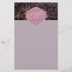 Gothic Lace Custom Monogram Stationery
