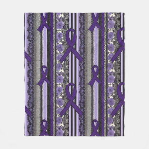 Gothic Lace Floral Lavender Epilepsy Awareness Fleece Blanket