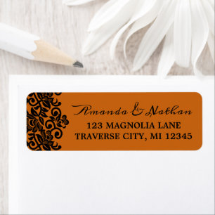 Gothic Lace Halloween Black Orange Address
