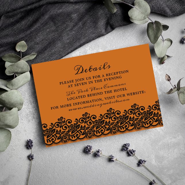 Gothic Lace Halloween Orange Black Details Enclosure Card (Creator Uploaded)