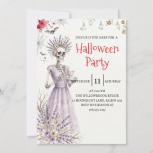 Gothic Lady Skeleton Halloween Party Invitation