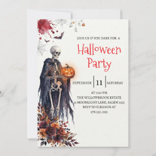 Gothic Lady Skeleton Halloween Party Invitation