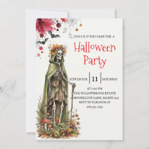 Gothic Lady Skeleton Halloween Party Invitation