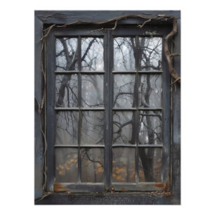 Gothic Landscape Window View Photo Print