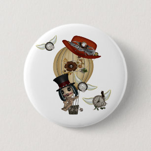gothic laveau hot air balloon steampunk art 6 cm round badge