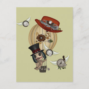 gothic laveau hot air balloon steampunk art postcard