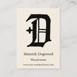 Gothic Letter "D" Classic English Initial Business Card