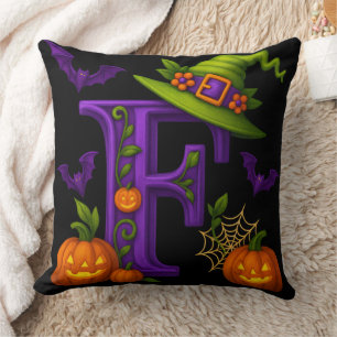 Gothic Letter F Personalised Throw Pillow