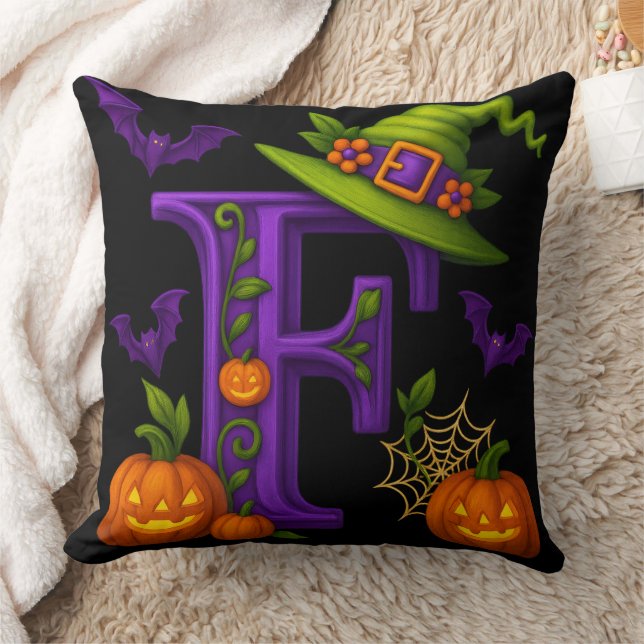 Gothic Letter F Personalised Throw Pillow (Blanket)