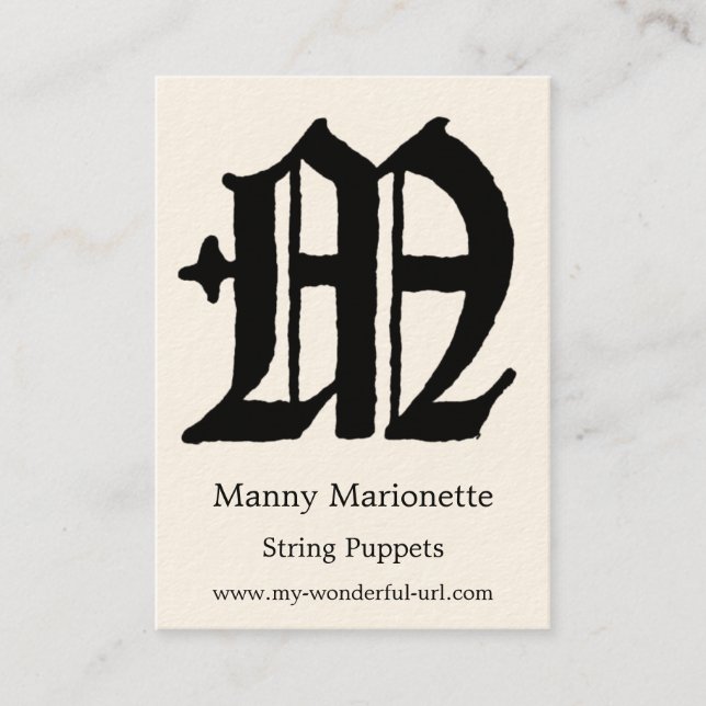 Gothic Letter "M" Classic English Initial Business Card (Front)