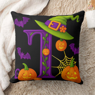 Gothic Letter T Personalised Throw Pillow