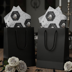 Gothic Light Grey Floral Skull Halloween Tissue Paper