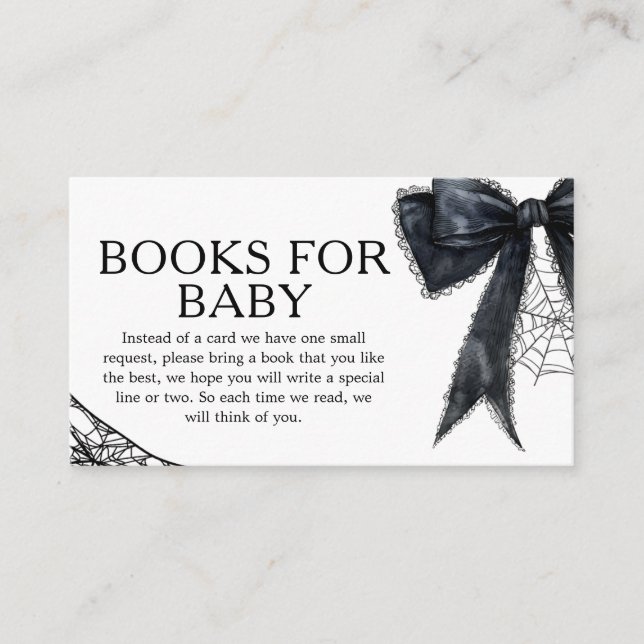 Gothic Little Boo Baby Shower Books for Baby Enclosure Card (Front)