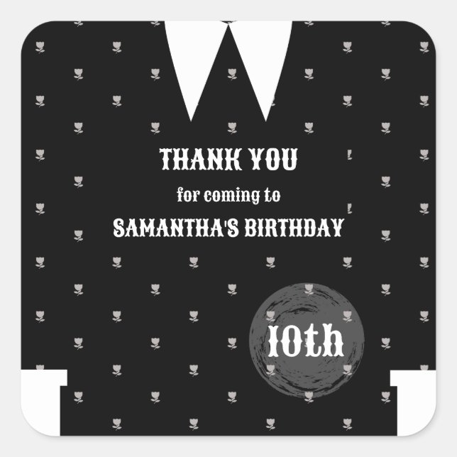Gothic Little girl in black Birthday Welcome Sign Square Sticker (Front)