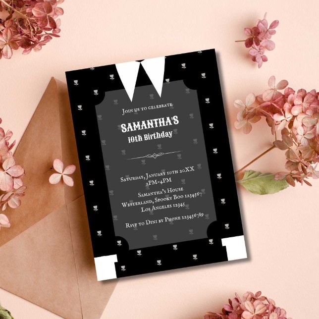 Gothic Little girl in black dress Birthday Invitation (Creator Uploaded)