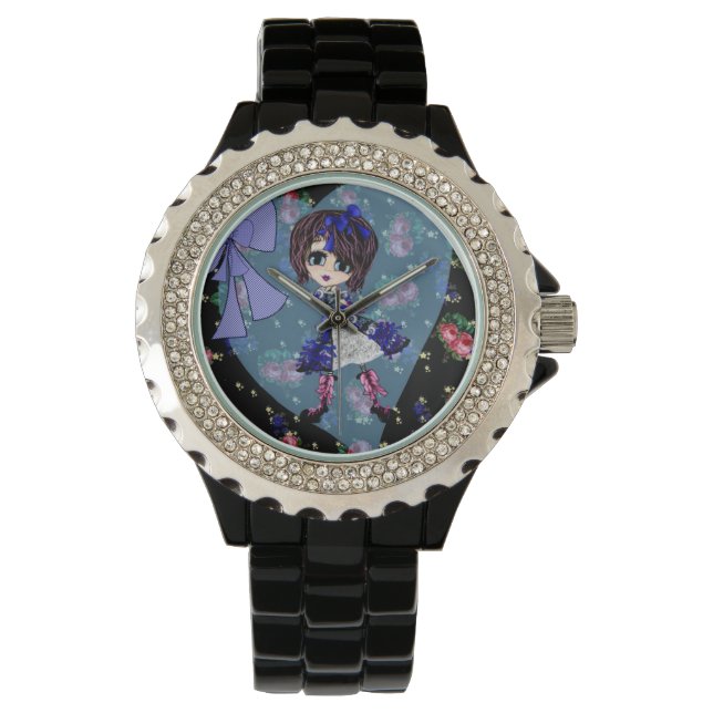 Gothic Lolita Blue dress Gothloli personalised Watch (Front)