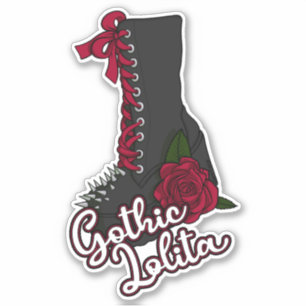 Gothic Lolita Boot Red Rose Slogan Vinyl Sticker