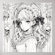 Gothic Lolita colouring poster