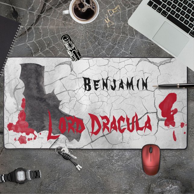 Gothic Lord Dracula Vampire Halloween Office Desk Mat (Gothic Lord Dracula Vampire Desk Mat ©Susanne Sachers - Sunny Mind 🌞)
