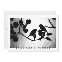 Gothic Love Birds Silhouettes Wedding Invitations