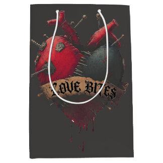 Gothic "Love Bites" Anatomical Heart Illustration Medium Gift Bag